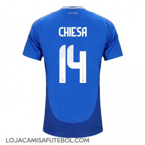 Camisa de Futebol Itália Federico Chiesa #14 Equipamento Principal Europeu 2024 Manga Curta